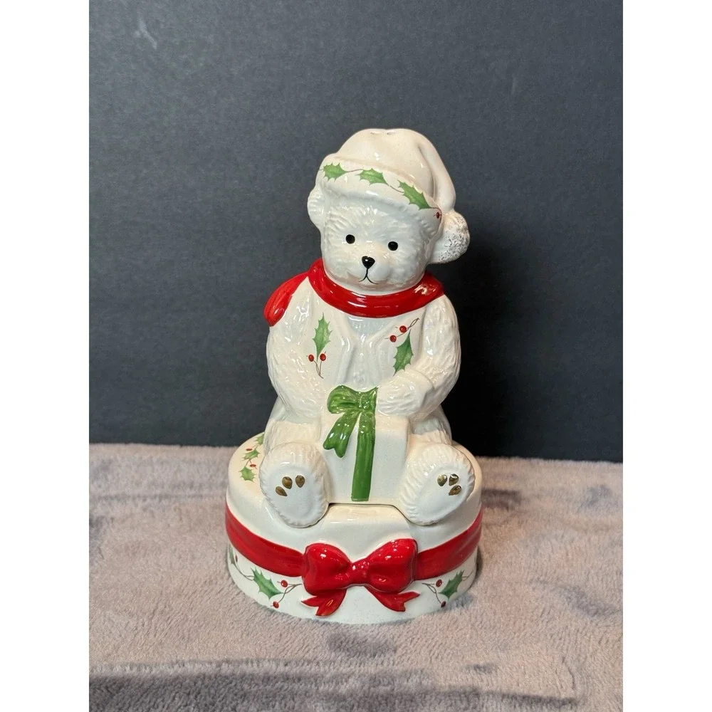 Vintage Teddy Bear‎ Drum Lenox Christmas Xmas Salt & Pepper Shaker Set NIB New